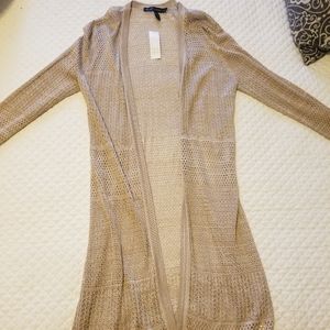 WHBM Long Tan Cardigan Sweater